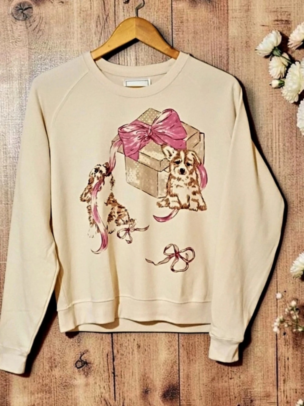 Maeve X Anthro Animal & Friends Whimsical Puppy Graphic Crew Neck Sweatshirt.